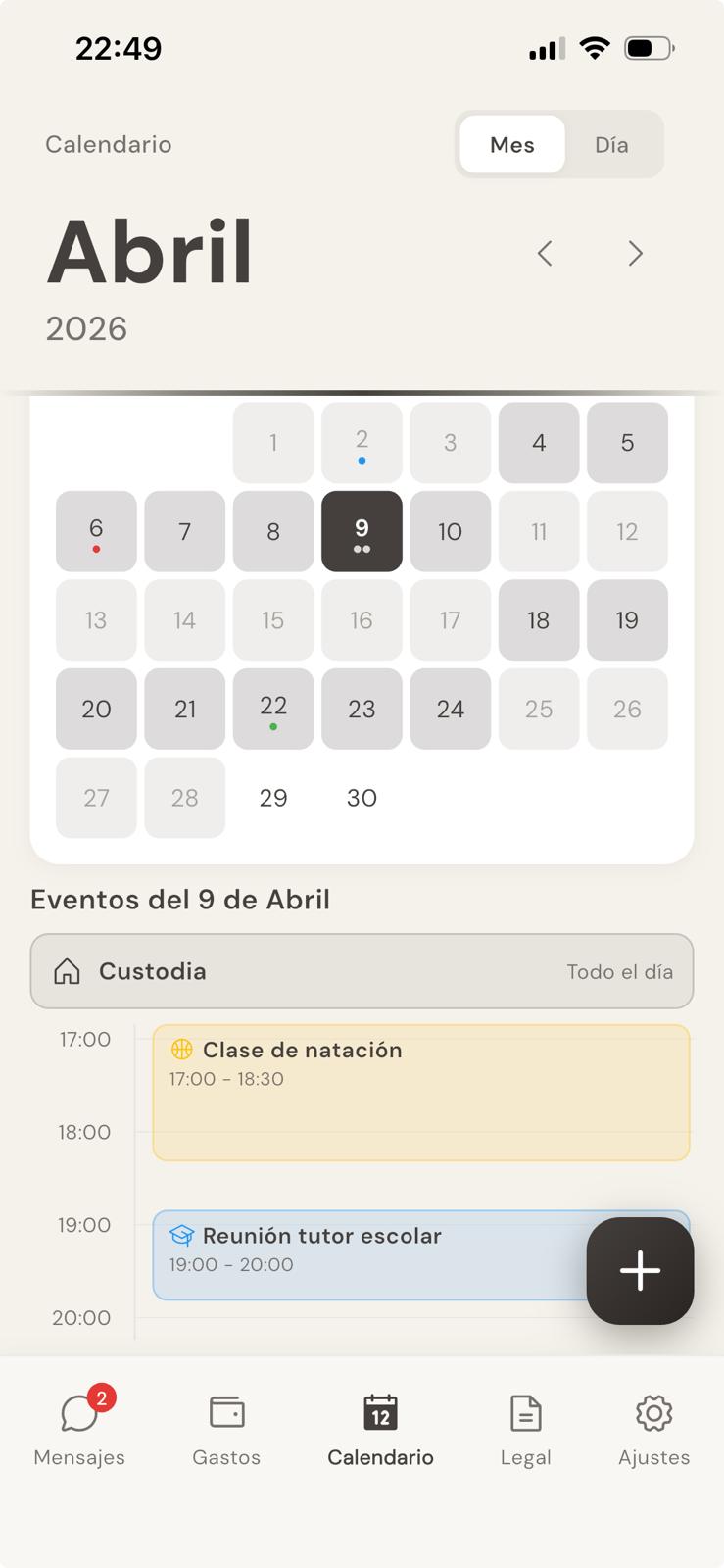 Calendario custodia
